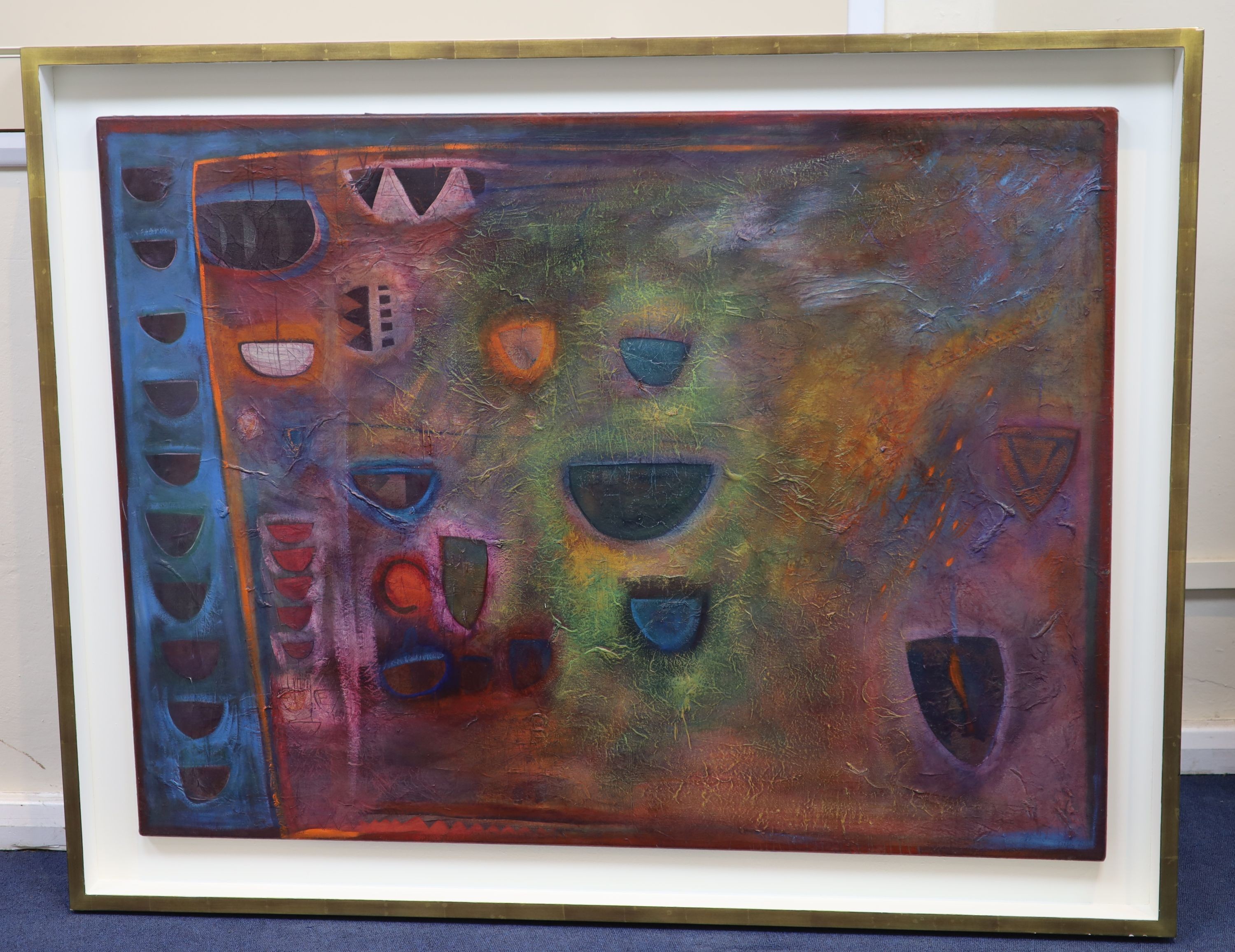 Robin Richmond (1951-), oil on canvas, 'Ellis Island', signed and inscribed verso, 92 x 122cm